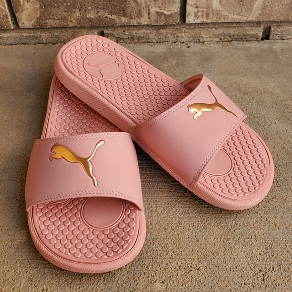 puma slides women's pink